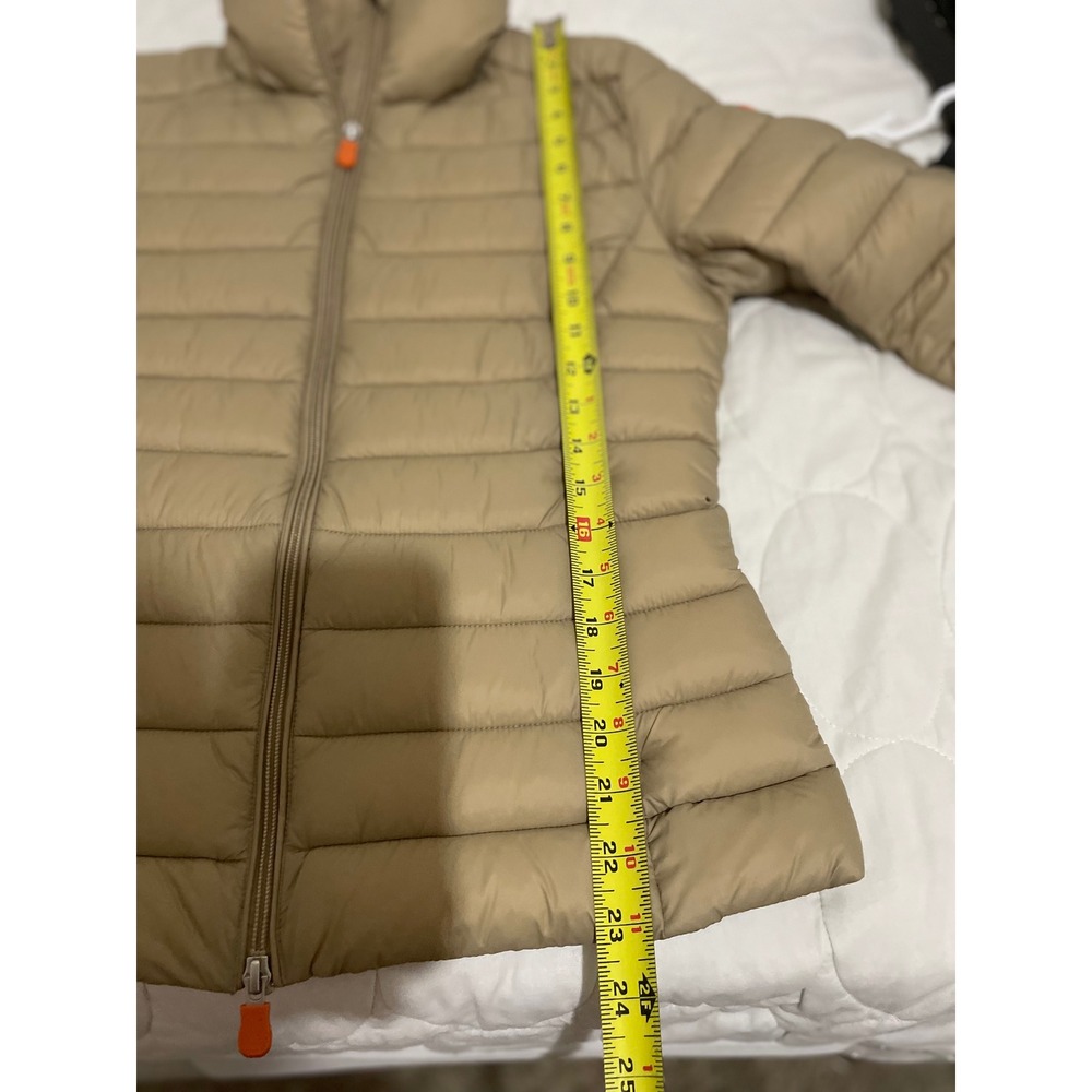 Save The Duck Womens Ultra Light Puffer Jacket Tan Beige Plumtech Size S Small - Picture 9 of 9